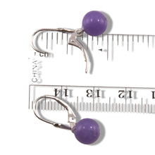Load image into Gallery viewer, 14K White Gold Leverback Round Lavender Jade Drop Earrings