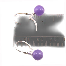 Load image into Gallery viewer, 14K White Gold Leverback Round Lavender Jade Drop Earrings