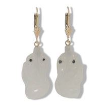 Load image into Gallery viewer, 14K Yellow Gold Hand-Carved Goldfish Jadeite Earrings