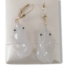 Load image into Gallery viewer, 14K Yellow Gold Hand-Carved Goldfish Jadeite Earrings