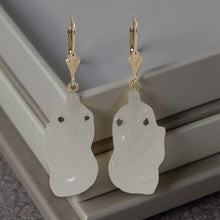 Load image into Gallery viewer, 14K Yellow Gold Hand-Carved Goldfish Jadeite Earrings