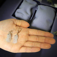 Load image into Gallery viewer, 14K Yellow Gold Hand-Carved Goldfish Jadeite Earrings