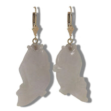 Load image into Gallery viewer, 14K Yellow Gold “Good Fortune” Carp Jadeite Earrings