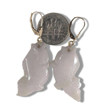 Load image into Gallery viewer, 14K Yellow Gold “Good Fortune” Carp Jadeite Earrings