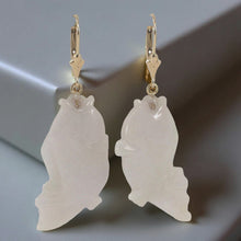 Load image into Gallery viewer, 14K Yellow Gold “Good Fortune” Carp Jadeite Earrings