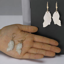 Load image into Gallery viewer, 14K Yellow Gold “Good Fortune” Carp Jadeite Earrings