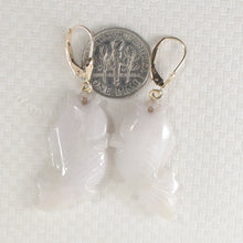 Load image into Gallery viewer, 1101894-14k-Yellow-Gold-Leverback-Good-Fortune-Carp-Jade-Dangle-Earrings