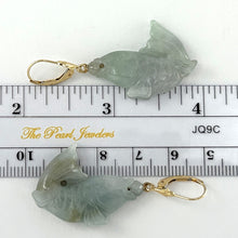 Load image into Gallery viewer, 1101896-14k-Gold-Leverback-Good-Fortune-Carp-Jade-Dangle-Earrings