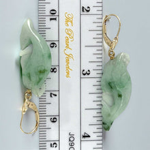 Load image into Gallery viewer, 14K Yellow Gold “Good Fortune” Dolphin-Shaped Jade Earrings