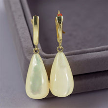 Load image into Gallery viewer, 14K Yellow Gold Raindrop Mother of Pearl Earrings