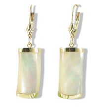 Load image into Gallery viewer, 14K Yellow Gold Leverback Curved White Mother of Pearl Earrings