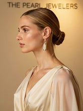 Load image into Gallery viewer, 14K Yellow Gold Leverback Curved White Mother of Pearl Earrings
