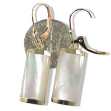 Load image into Gallery viewer, 14K Yellow Gold Leverback Curved White Mother of Pearl Earrings