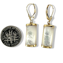 Load image into Gallery viewer, 14K Yellow Gold Leverback Curved White Mother of Pearl Earrings