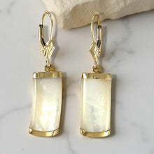 Load image into Gallery viewer, 14K Yellow Gold Leverback Curved White Mother of Pearl Earrings