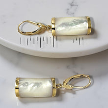 Load image into Gallery viewer, 14K Yellow Gold Leverback Curved White Mother of Pearl Earrings