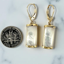 Load image into Gallery viewer, 14K Yellow Gold Leverback Curved White Mother of Pearl Earrings