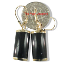 Load image into Gallery viewer, 14K Yellow Gold Leverback Curved Black Onyx Earrings