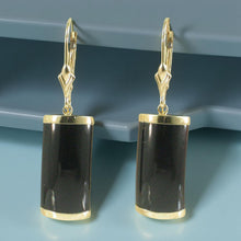 Load image into Gallery viewer, 14K Yellow Gold Leverback Curved Black Onyx Earrings
