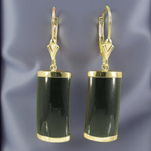 Load image into Gallery viewer, 14K Yellow Gold Leverback Curved Black Onyx Earrings