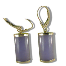 Load image into Gallery viewer, 14K Yellow Gold Leverback Curved Lavender Jade Earrings