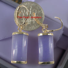 Load image into Gallery viewer, 14K Yellow Gold Leverback Curved Lavender Jade Earrings