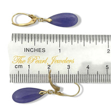 Load image into Gallery viewer, 14K Yellow Gold Flat Raindrop Lavender Jade Earrings