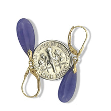Load image into Gallery viewer, 14K Yellow Gold Flat Raindrop Lavender Jade Earrings