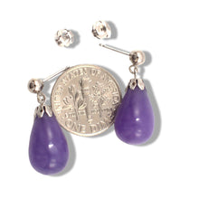 Load image into Gallery viewer, 14K White Gold Lavender Jade Pear Drop Earrings
