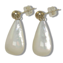 Load image into Gallery viewer, 14K Yellow Gold Raindrop Mother of Pearl Earrings