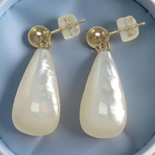Load image into Gallery viewer, 14K Yellow Gold Raindrop Mother of Pearl Earrings