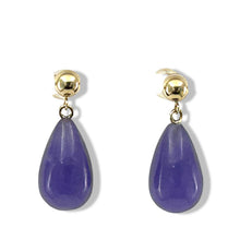 Load image into Gallery viewer, 14K Yellow Gold Lavender Jade Teardrop Earrings