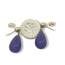Load image into Gallery viewer, 14K Yellow Gold Lavender Jade Teardrop Earrings