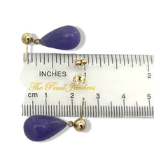 Load image into Gallery viewer, 14K Yellow Gold Lavender Jade Teardrop Earrings