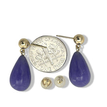 Load image into Gallery viewer, 14K Yellow Gold Lavender Jade Teardrop Earrings