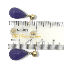 Load image into Gallery viewer, 14K Yellow Gold Lavender Jade Teardrop Earrings