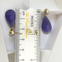 Load image into Gallery viewer, 14K Yellow Gold Lavender Jade Teardrop Earrings