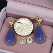 Load image into Gallery viewer, 14K Yellow Gold Lavender Jade Teardrop Earrings