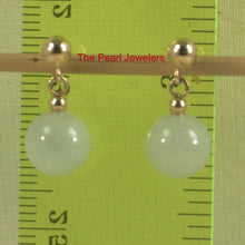 Load image into Gallery viewer, 14K Yellow Gold Celadon Green Jade Bead Dangle Earrings