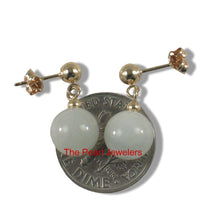 Load image into Gallery viewer, 14K Yellow Gold Celadon Green Jade Bead Dangle Earrings