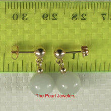 Load image into Gallery viewer, 14K Yellow Gold Celadon Green Jade Bead Dangle Earrings