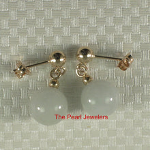Load image into Gallery viewer, 14K Yellow Gold Celadon Green Jade Bead Dangle Earrings