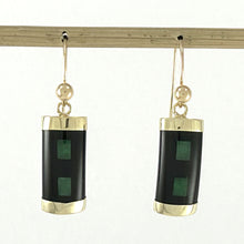 Load image into Gallery viewer, 1102226 14KT SOLID YELLOW GOLD JADE &amp; BLACK ONYX DANGLES HOOK EARRINGS