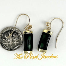 Load image into Gallery viewer, 1102226 14KT SOLID YELLOW GOLD JADE &amp; BLACK ONYX DANGLES HOOK EARRINGS