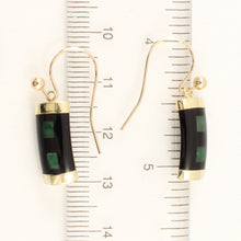 Load image into Gallery viewer, 1102226 14KT SOLID YELLOW GOLD JADE &amp; BLACK ONYX DANGLES HOOK EARRINGS