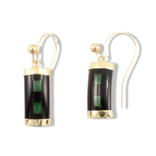 Load image into Gallery viewer, 14K Yellow Gold Jade &amp; Black Onyx Hook Earrings