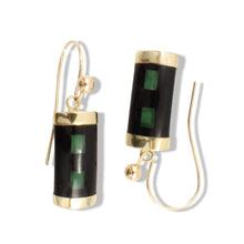 Load image into Gallery viewer, 14K Yellow Gold Jade &amp; Black Onyx Hook Earrings