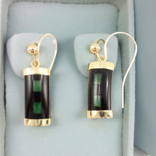 Load image into Gallery viewer, 14K Yellow Gold Jade &amp; Black Onyx Hook Earrings