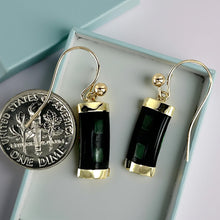 Load image into Gallery viewer, 14K Yellow Gold Jade &amp; Black Onyx Hook Earrings