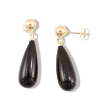 Load image into Gallery viewer, 14K Yellow Gold Black Onyx Teardrop Earrings